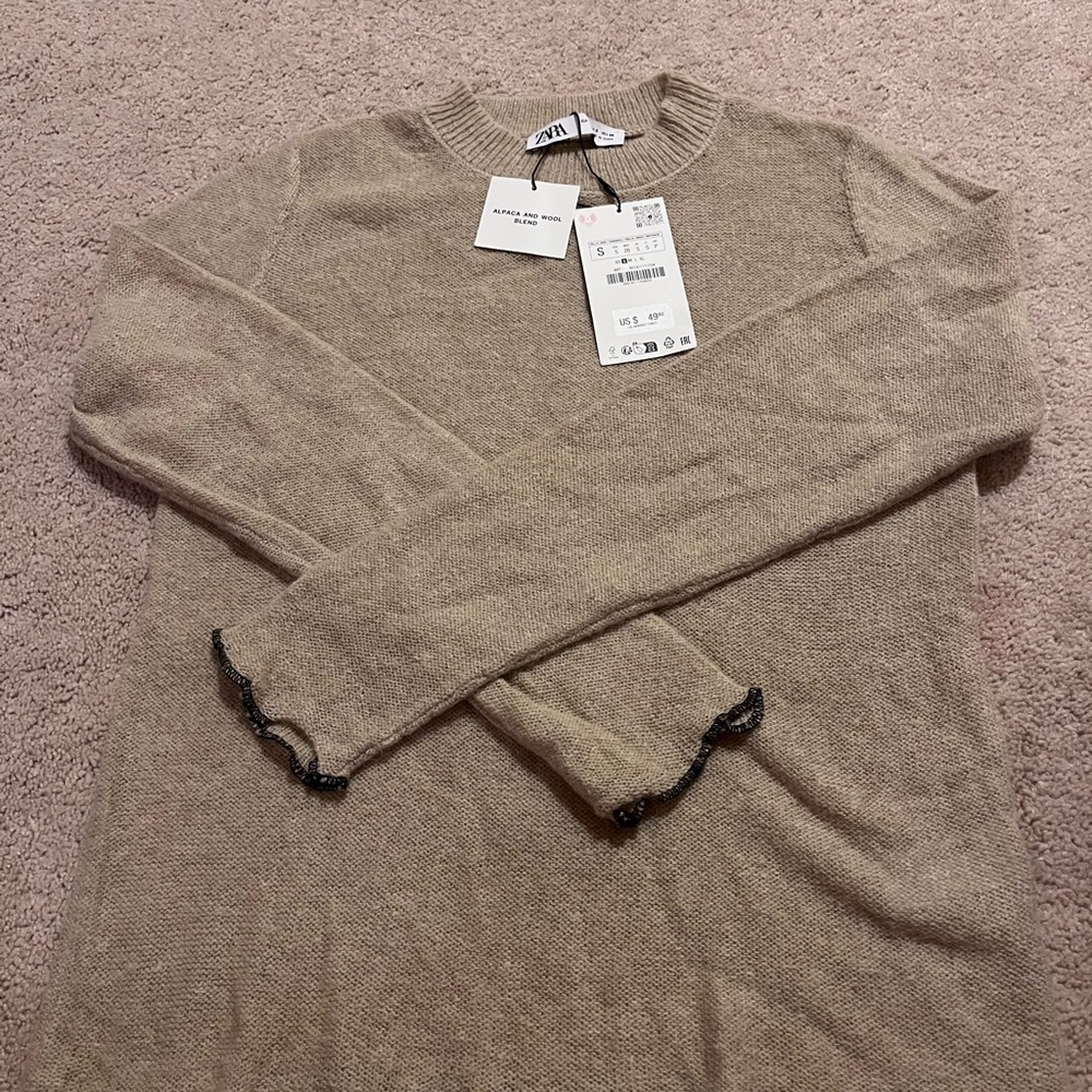 Zara Taupe Alpaca Wool Blend Knit